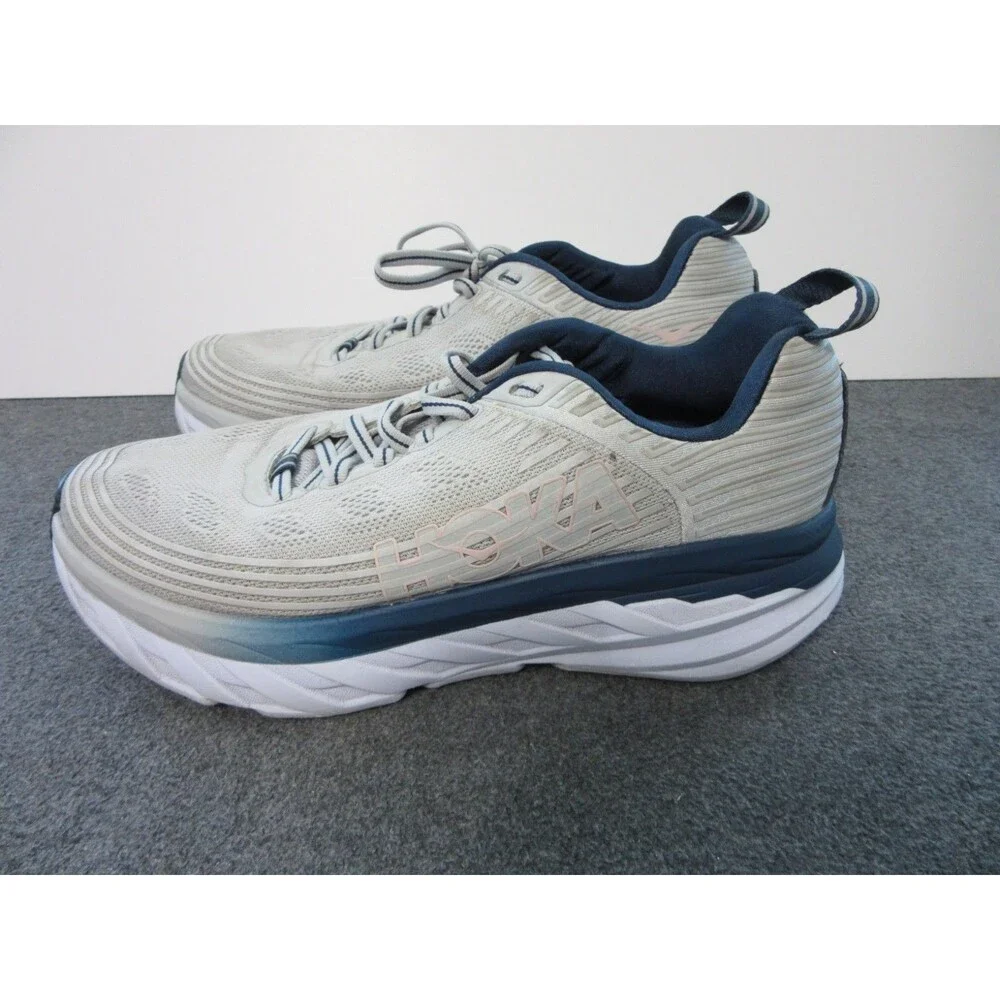 Hoka One One Bondi 6 Womens Size 7.5 Gray Blue Running Shoes Athletic FE1220B